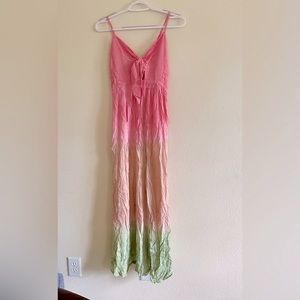 BOHO ME PINK Ombre Tie Front Cover-Up Maxi Dress xs